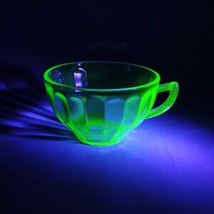 Federal Glass Hostess Green Uranium Glass Optic Coffee Tea Cup (No Saucer)